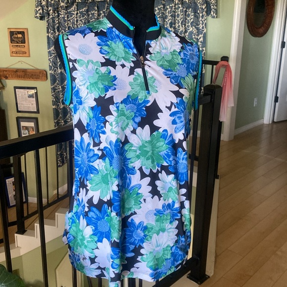 Callaway Floral Sleeveless Zip Golf Polo - Picture 2 of 8